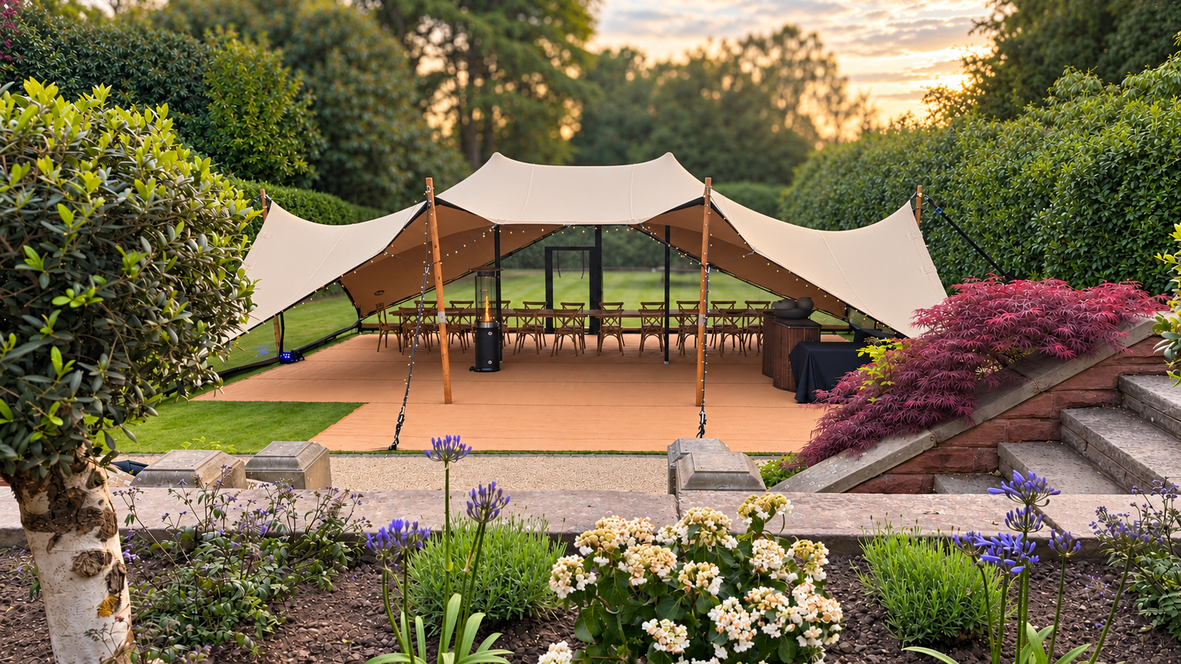 Stretch tent installed at an event